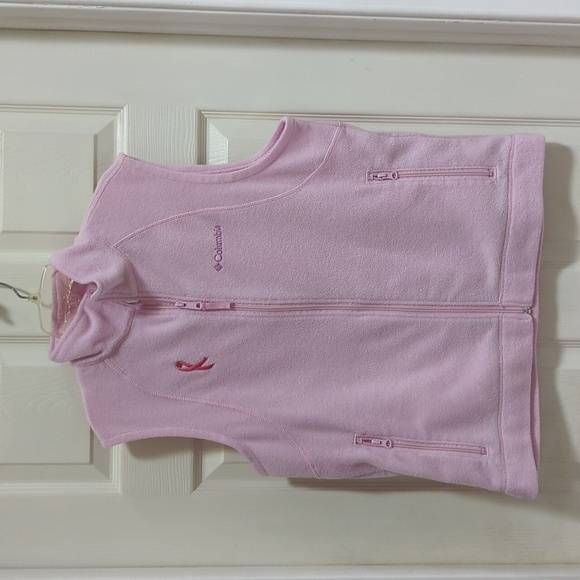 Columbia Women's Pink Fleece Breast Cancer Awareness Vest w/Pockets  Size Large - Picture 1 of 6